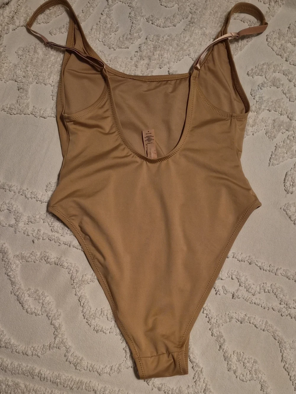 Authentic SKIMS Swim One-Piece & Matching Sarong Skirt Set | Nude/Tan | Size Med